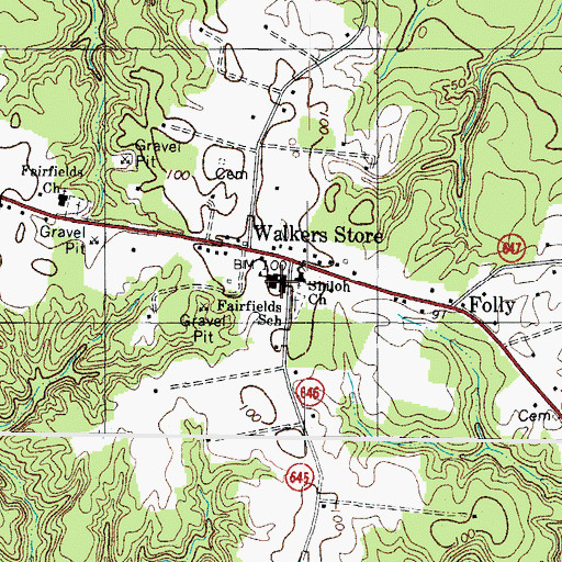 Topographic Map of Fairfields School, VA