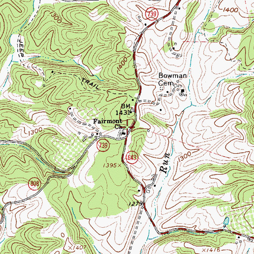 Topographic Map of Fairmont Church, VA