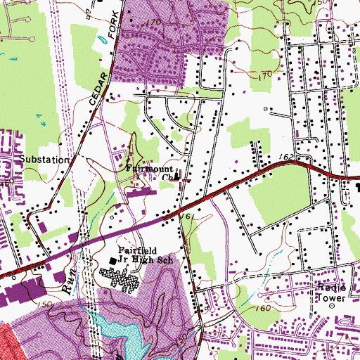 Topographic Map of Fairmount Church, VA