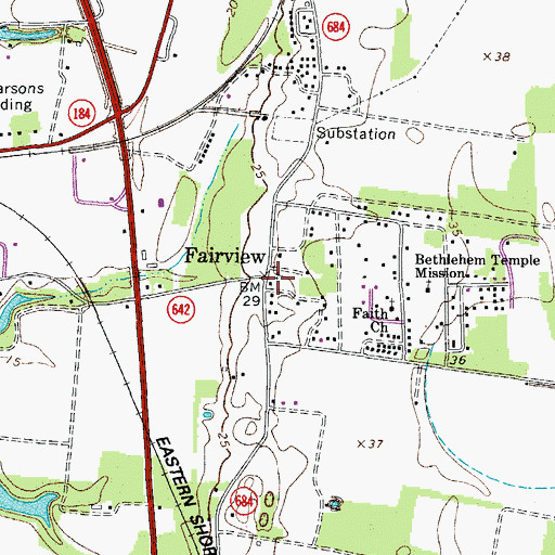 Topographic Map of Fairview, VA