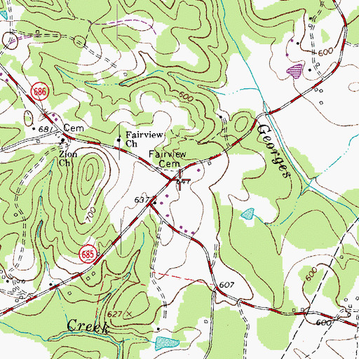 Topographic Map of Fairview Cemetery, VA