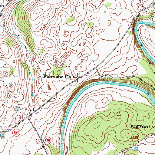 Topographic Map of Fairview Church, VA