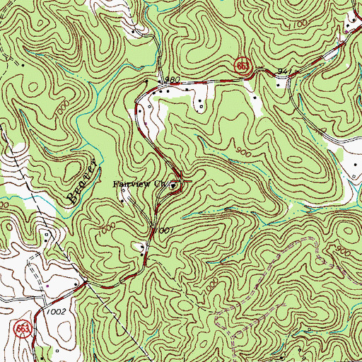 Topographic Map of Fairview Church, VA