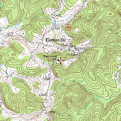 Topographic Map of Fairview Church, VA