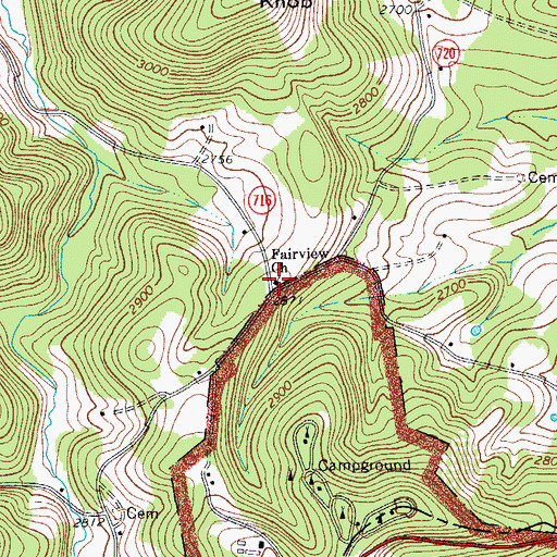 Topographic Map of Fairview Church, VA
