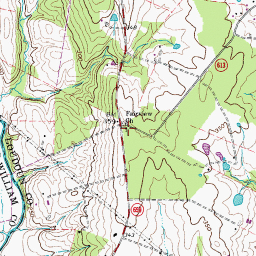 Topographic Map of Fairview Church, VA