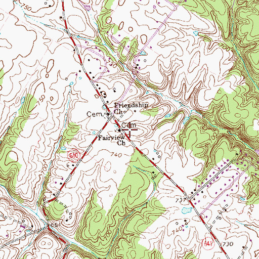 Topographic Map of Fairview Church, VA
