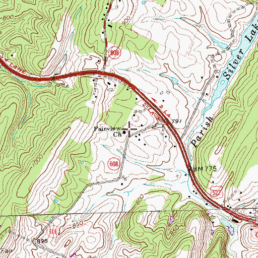 Topographic Map of Fairview Church, VA