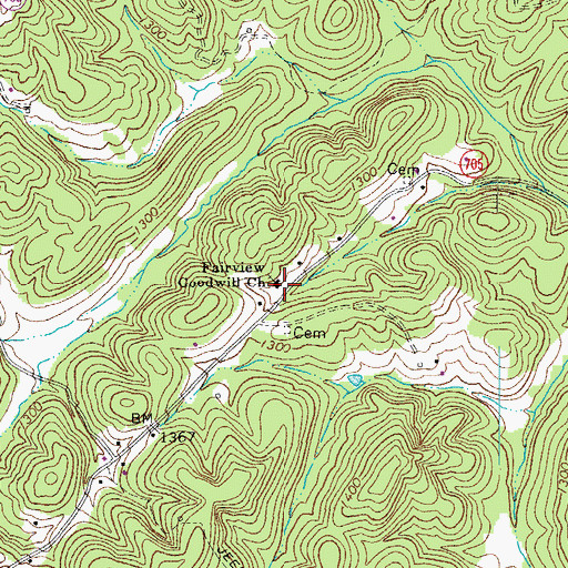 Topographic Map of Fairview Goodwill Church, VA