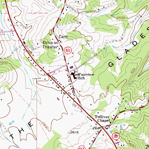 Topographic Map of Fairview Elementary School, VA