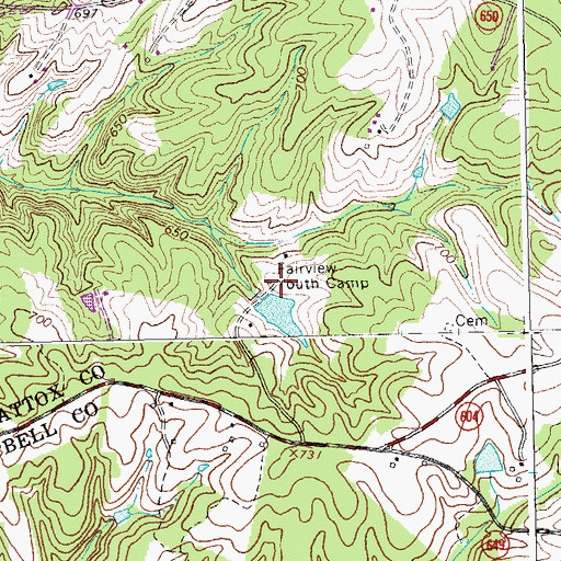 Topographic Map of Fairview Youth Camp, VA