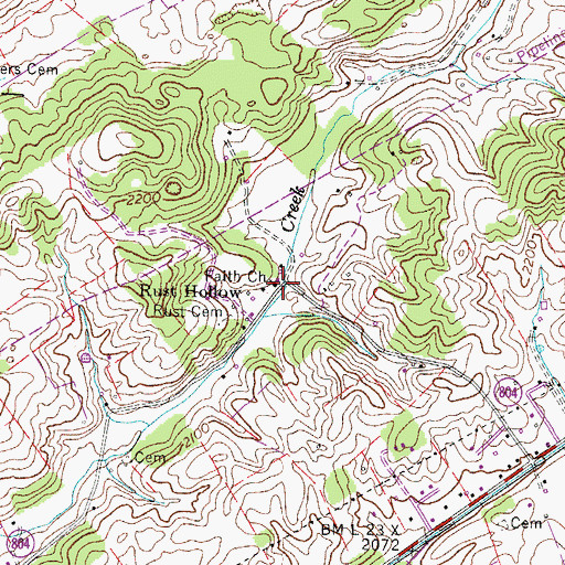 Topographic Map of Faith Church, VA