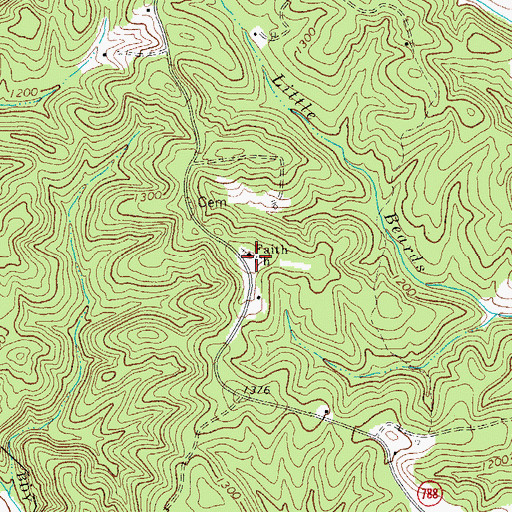 Topographic Map of Faith Church, VA