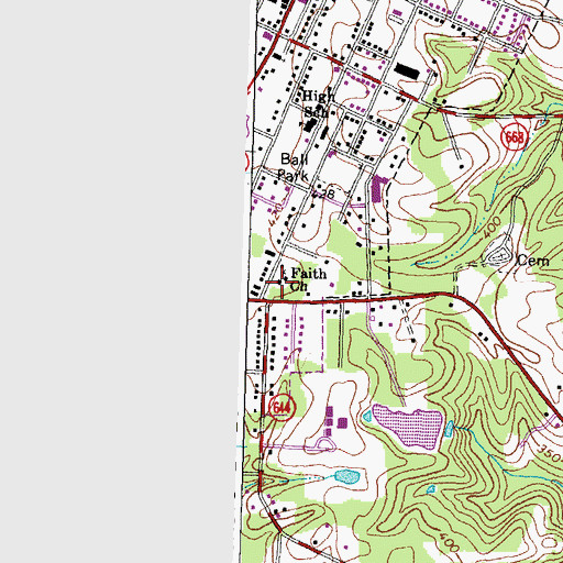 Topographic Map of Faith Church, VA