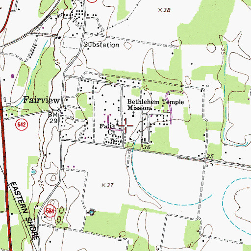 Topographic Map of Faith Church, VA