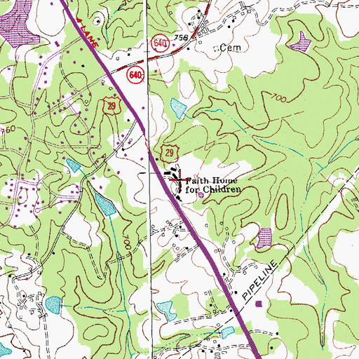Topographic Map of Faith Home for Children, VA