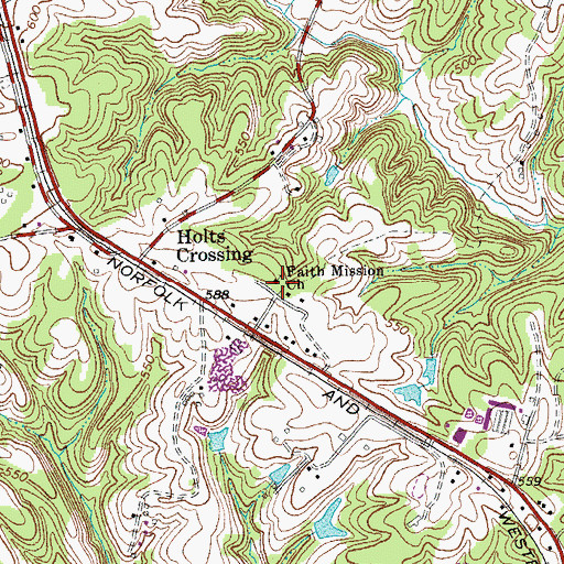 Topographic Map of Faith Mission Church, VA