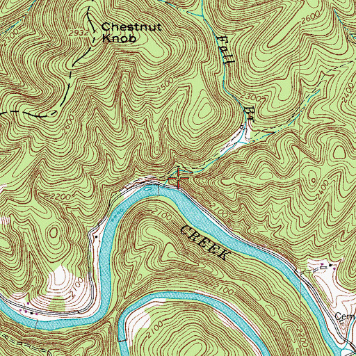 Topographic Map of Fall Branch, VA