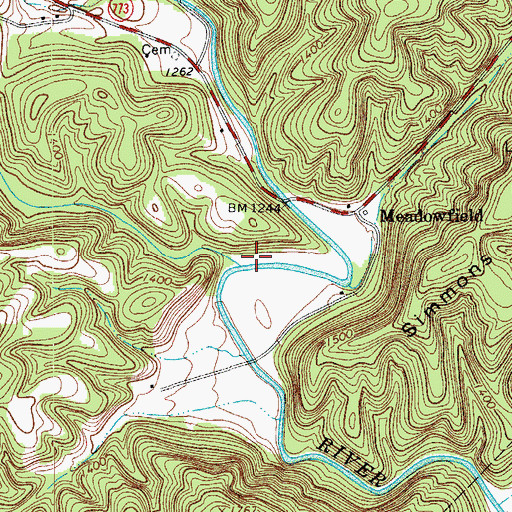 Topographic Map of Fall Creek, VA