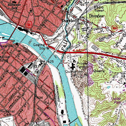 Topographic Map of Fall Creek, VA