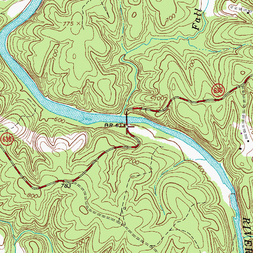 Topographic Map of Fall Creek, VA