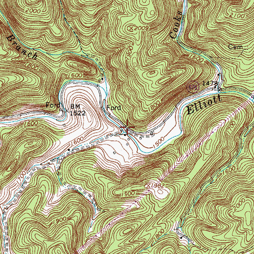 Topographic Map of Falling Branch, VA