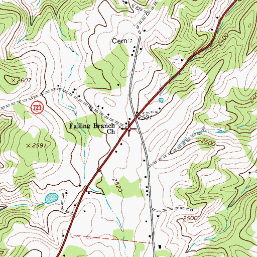 Topographic Map of Falling Branch Church, VA