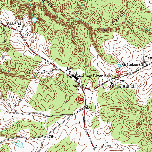 Topographic Map of Falling River School, VA