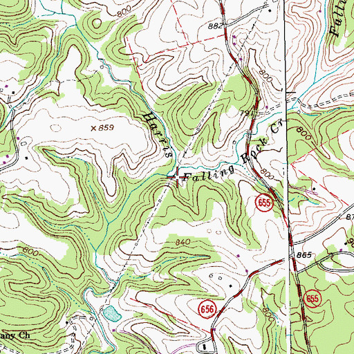 Topographic Map of Falling Rock Creek, VA