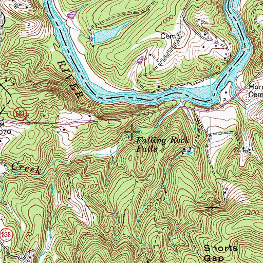 Topographic Map of Falling Rock Falls, VA