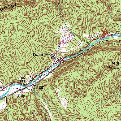 Topographic Map of Falling Waters Church, VA
