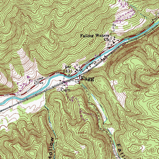 Topographic Map of Falls Hollow, VA