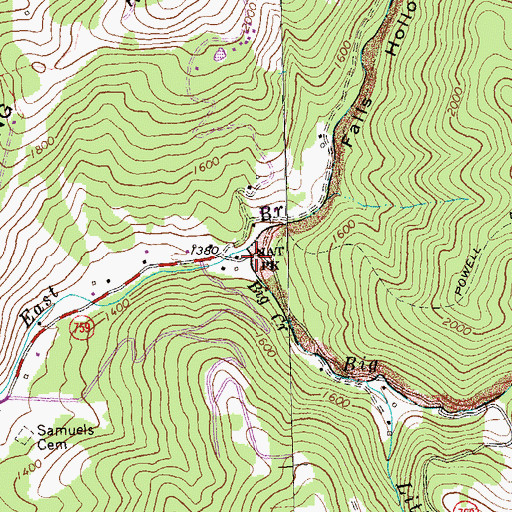 Topographic Map of Falls Hollow, VA