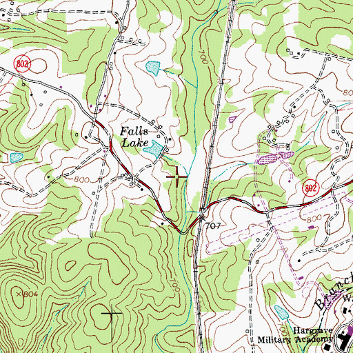Topographic Map of Falls Lake, VA