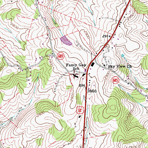 Topographic Map of Fancy Gap Elementary school, VA