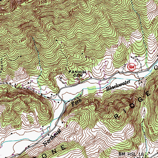 Topographic Map of Fannin Cemetery, VA