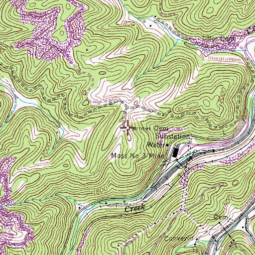 Topographic Map of Farmer Cemetery, VA