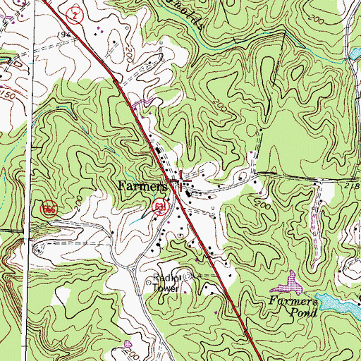 Topographic Map of Farmers, VA