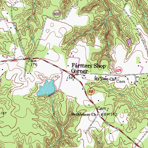 Topographic Map of Farmers Shop Corner, VA