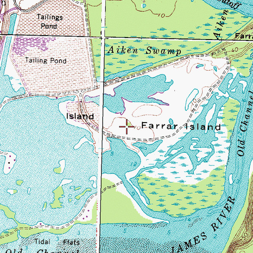 Topographic Map of Farrar Island, VA