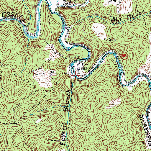 Topographic Map of Farrell Branch, VA