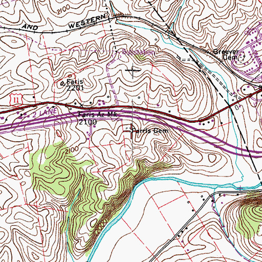 Topographic Map of Farris Cemetery, VA