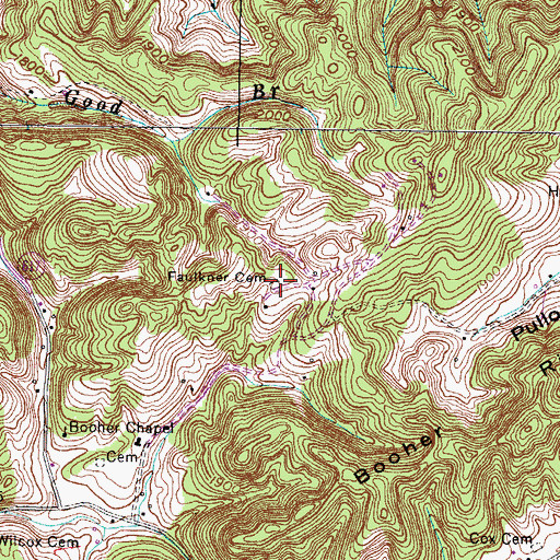 Topographic Map of Faulkner Cemetery, VA
