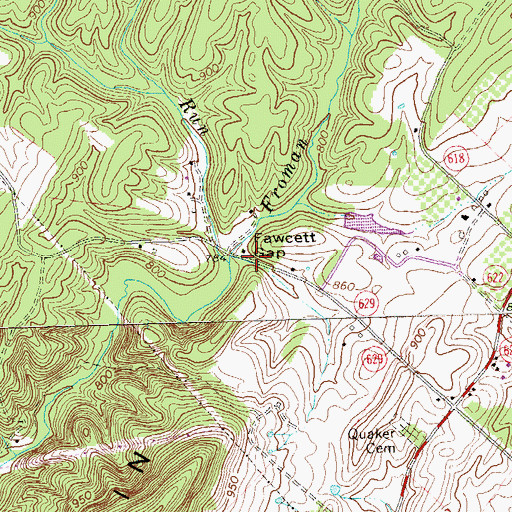 Topographic Map of Fawcett Gap, VA