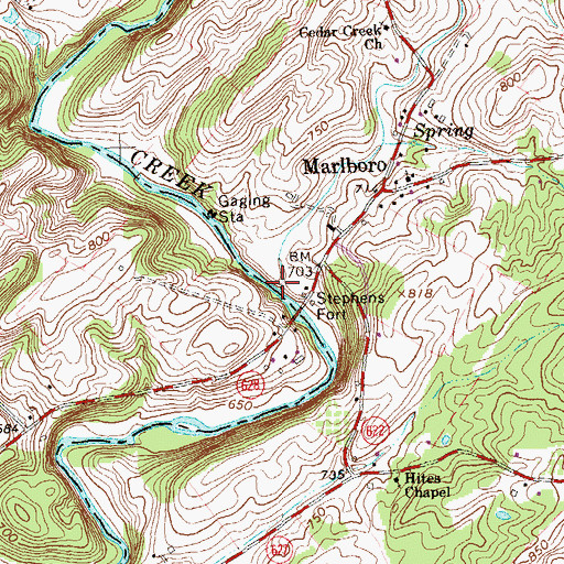 Topographic Map of Fawcett Run, VA