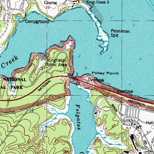 Topographic Map of Felgates Creek, VA
