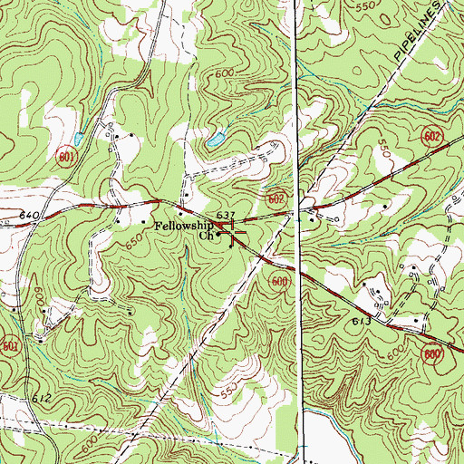 Topographic Map of Fellowship Church, VA