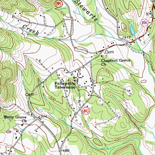 Topographic Map of Fellowship Tabernacle, VA