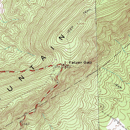 Topographic Map of Fetzer Gap, VA