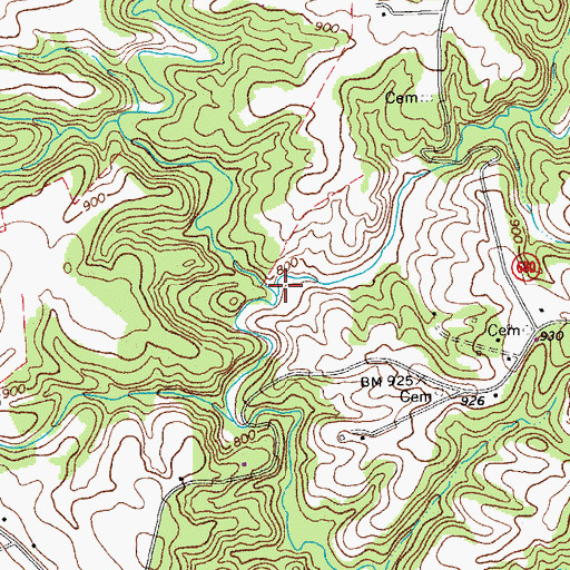 Topographic Map of Fiddler Creek, VA